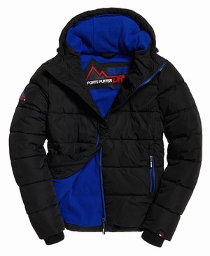 Superdry Sports Puffer Férfi Kabát Fekete | NZUHQ4751